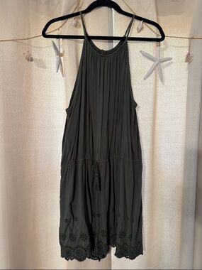 Green Tie-Waist Halter Romper